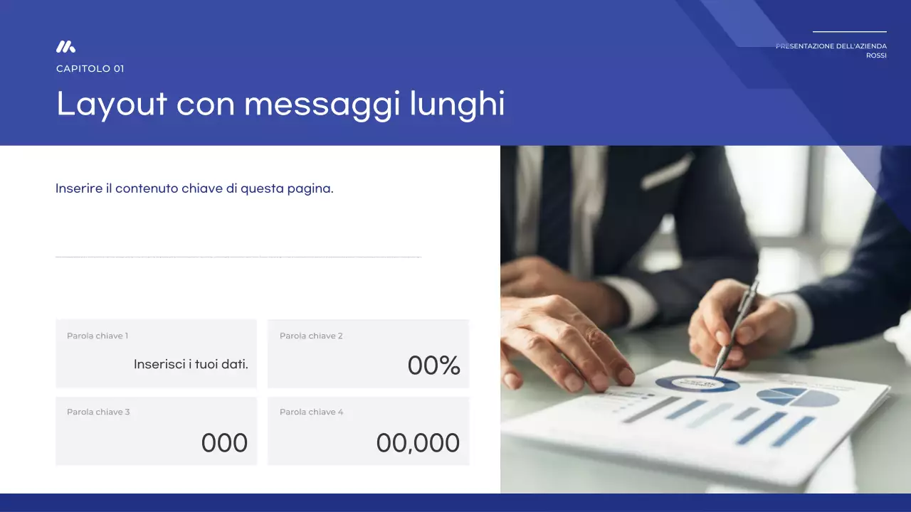 Un semplice report di base in blu e blu navy