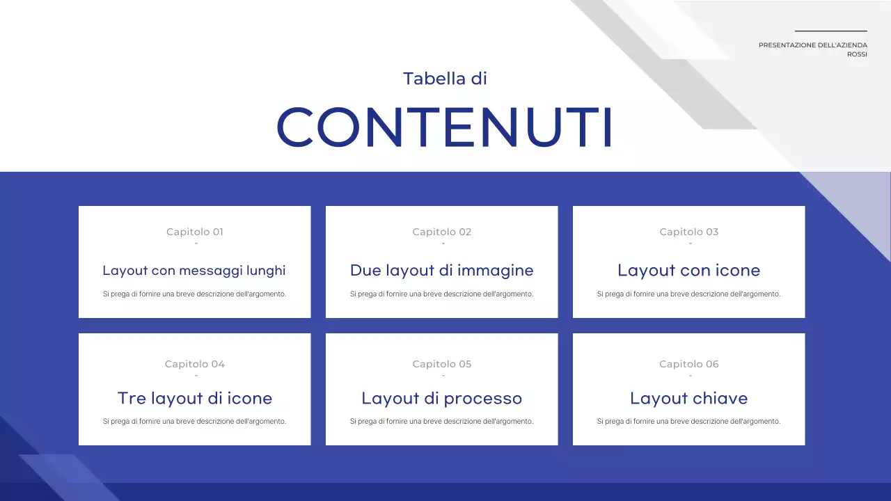 Un semplice report di base in blu e blu navy