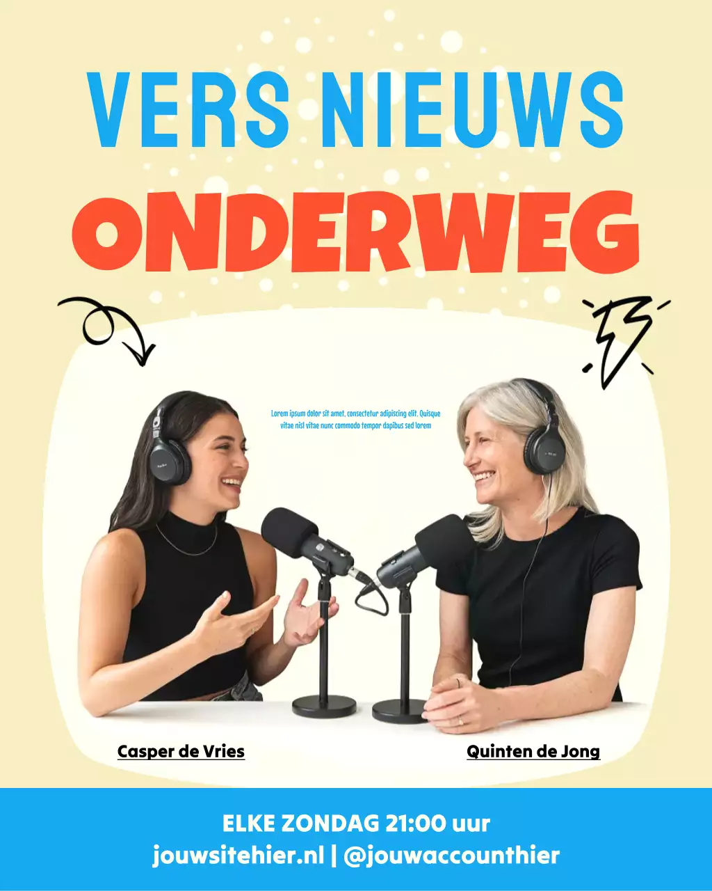 Beige Moderne Podcast Promotie