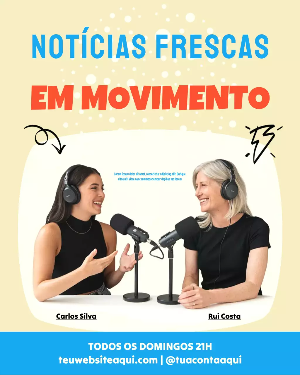 Promoção de Podcast Bege Moderno