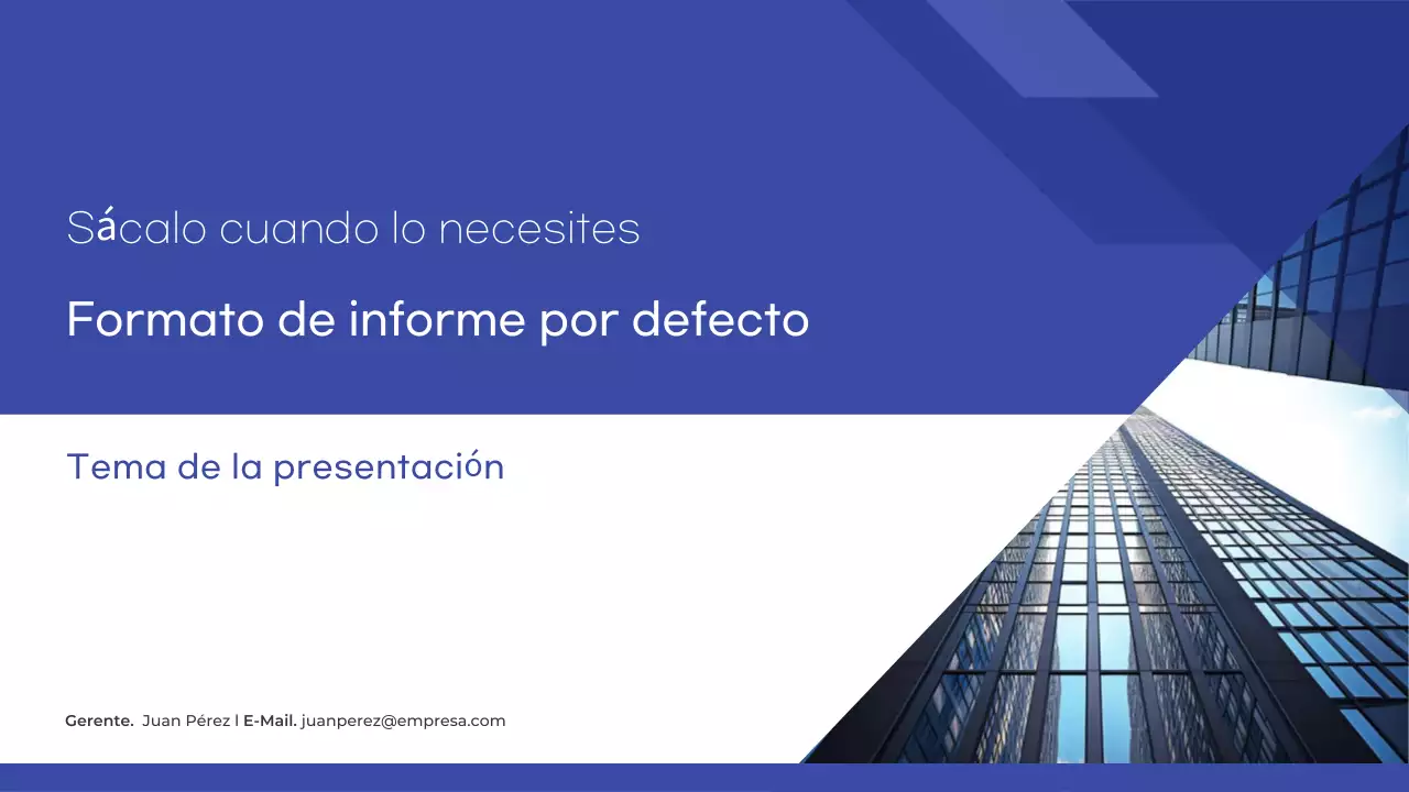 Un informe básico sencillo en azul y azul marino.