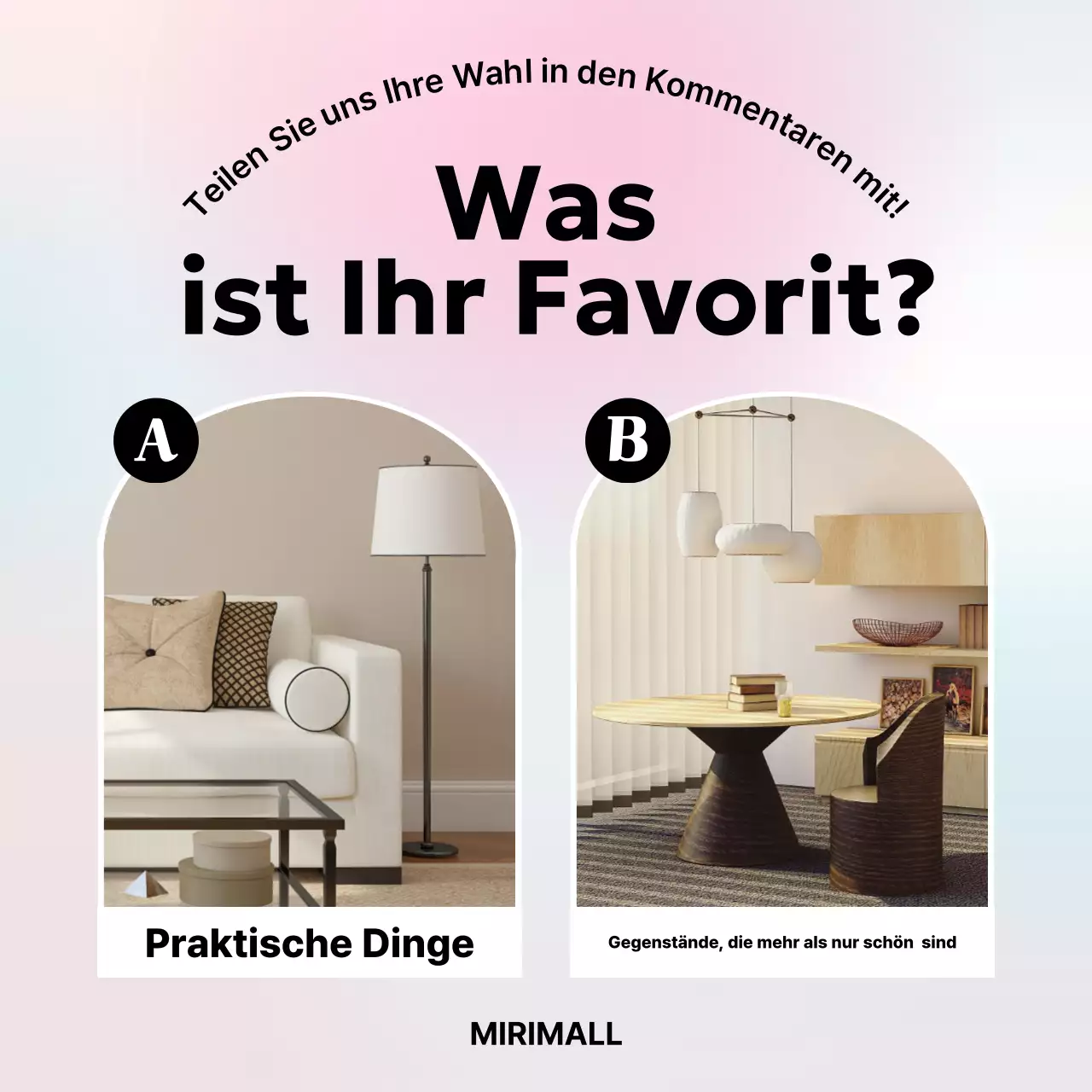 Vergleich moderner rosa Innenräume