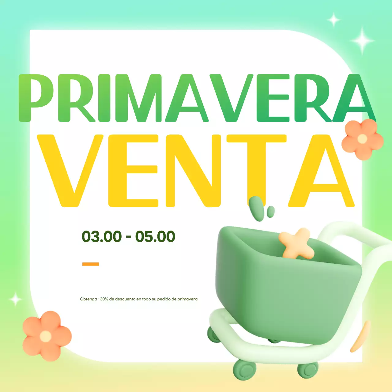 Anuncio promocional simple y verde