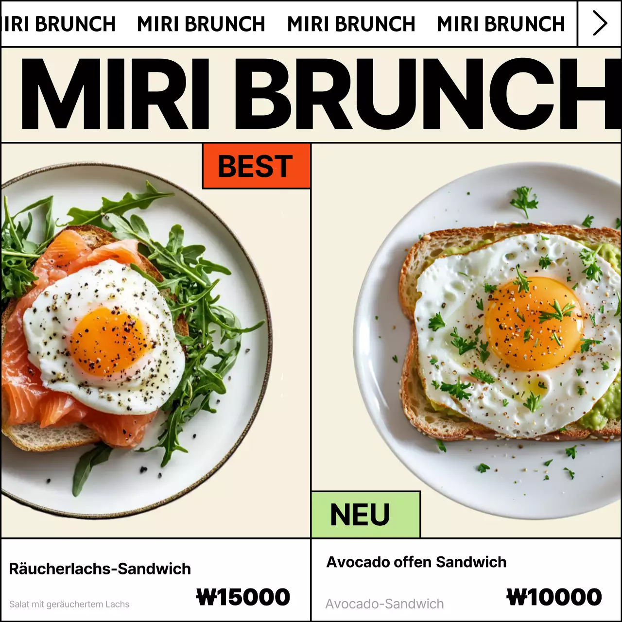 Beige Modernes Brunch-Menü-Angebot