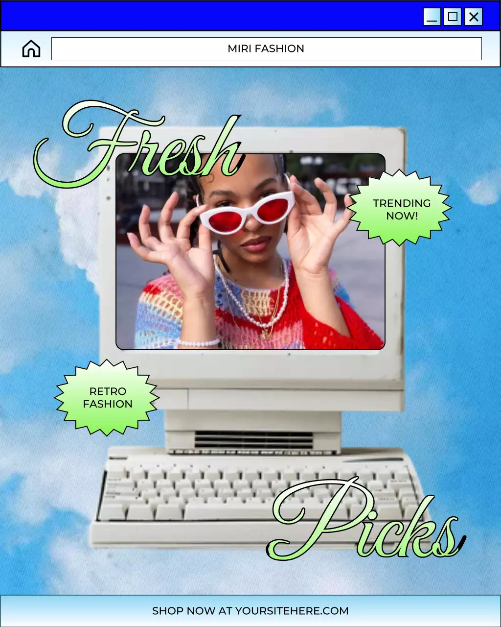 Blue and Green Fashion Sale Promotion Instagram Post