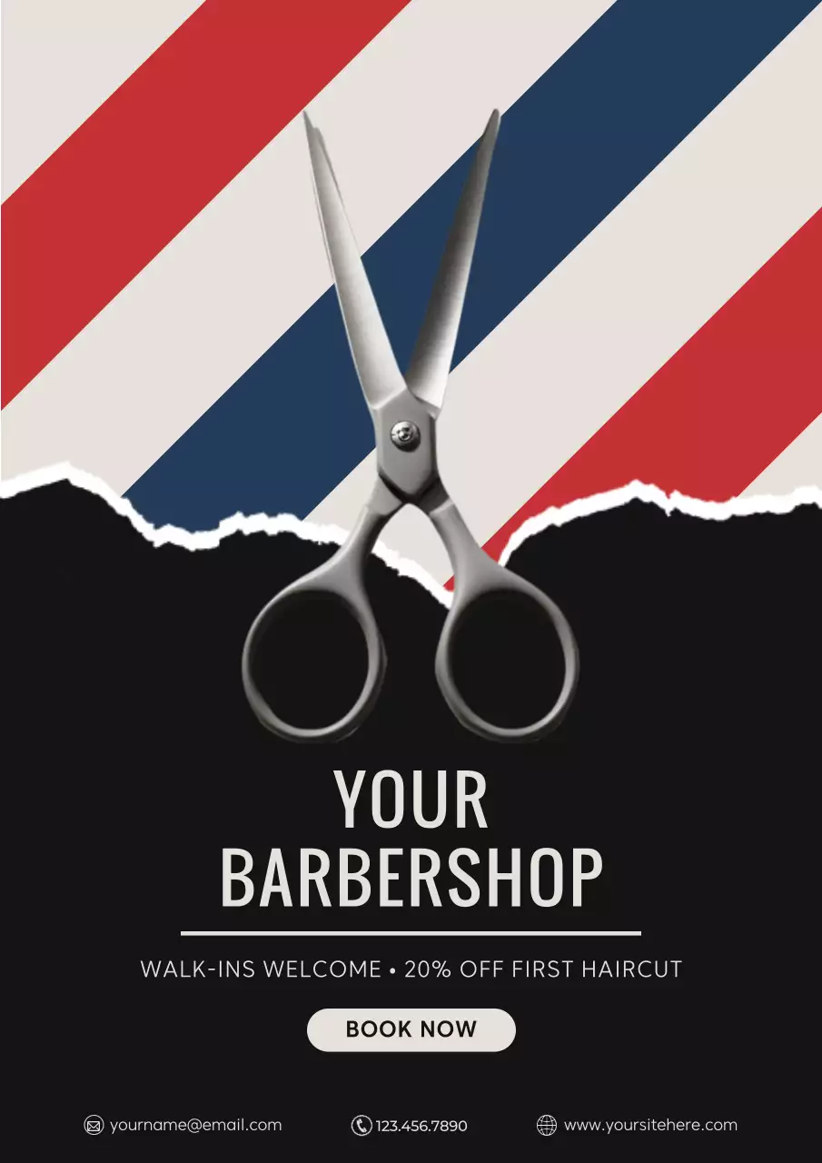 Black Modern Barbershop Promotion Poster