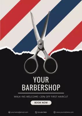 Black Modern Barbershop Promotion Poster