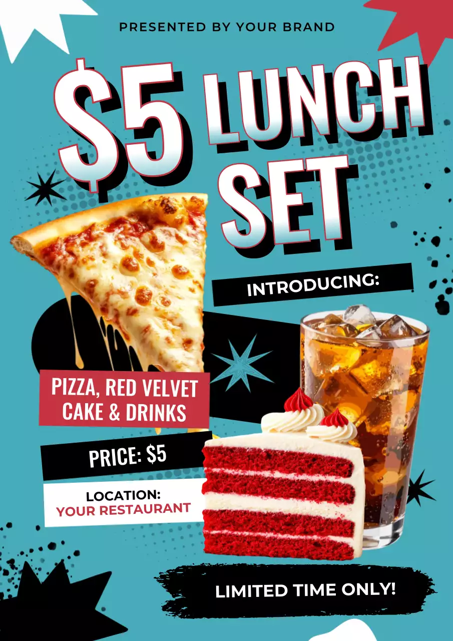 Teal Pop Lunch Promotion Poster
