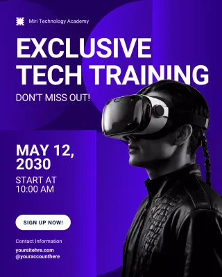 Blue and White Tech Training Event Instagram Post