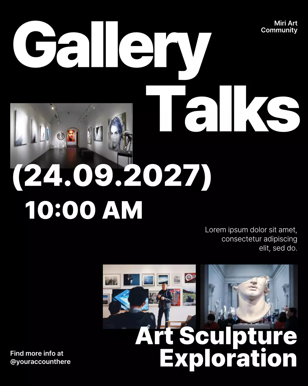 Black and White Art Exhibition Event Instagram Post