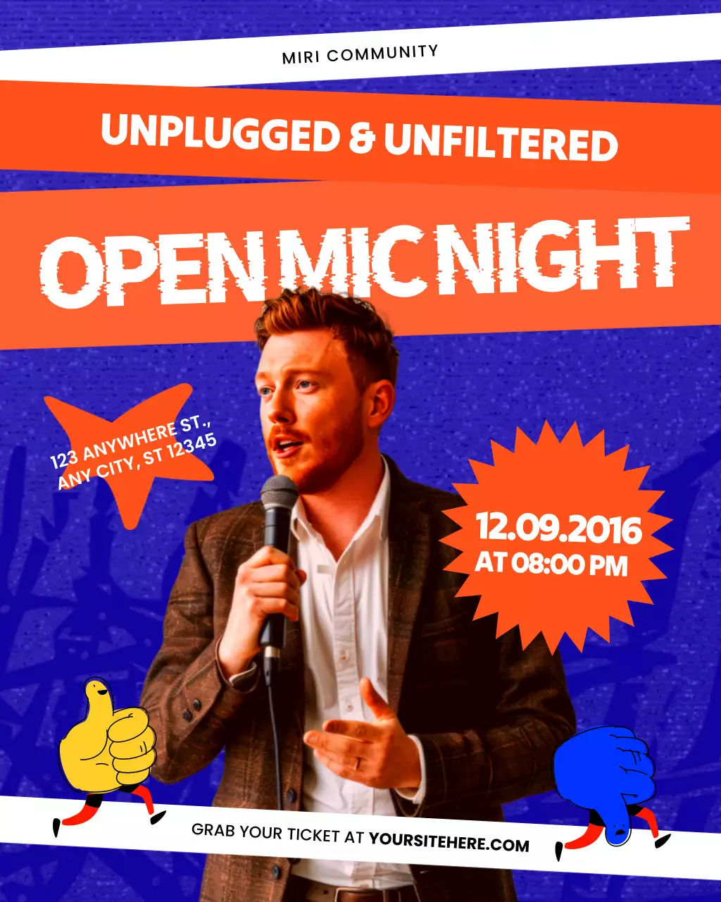 Blue and Orange Open Mic Night Event Instagram Post