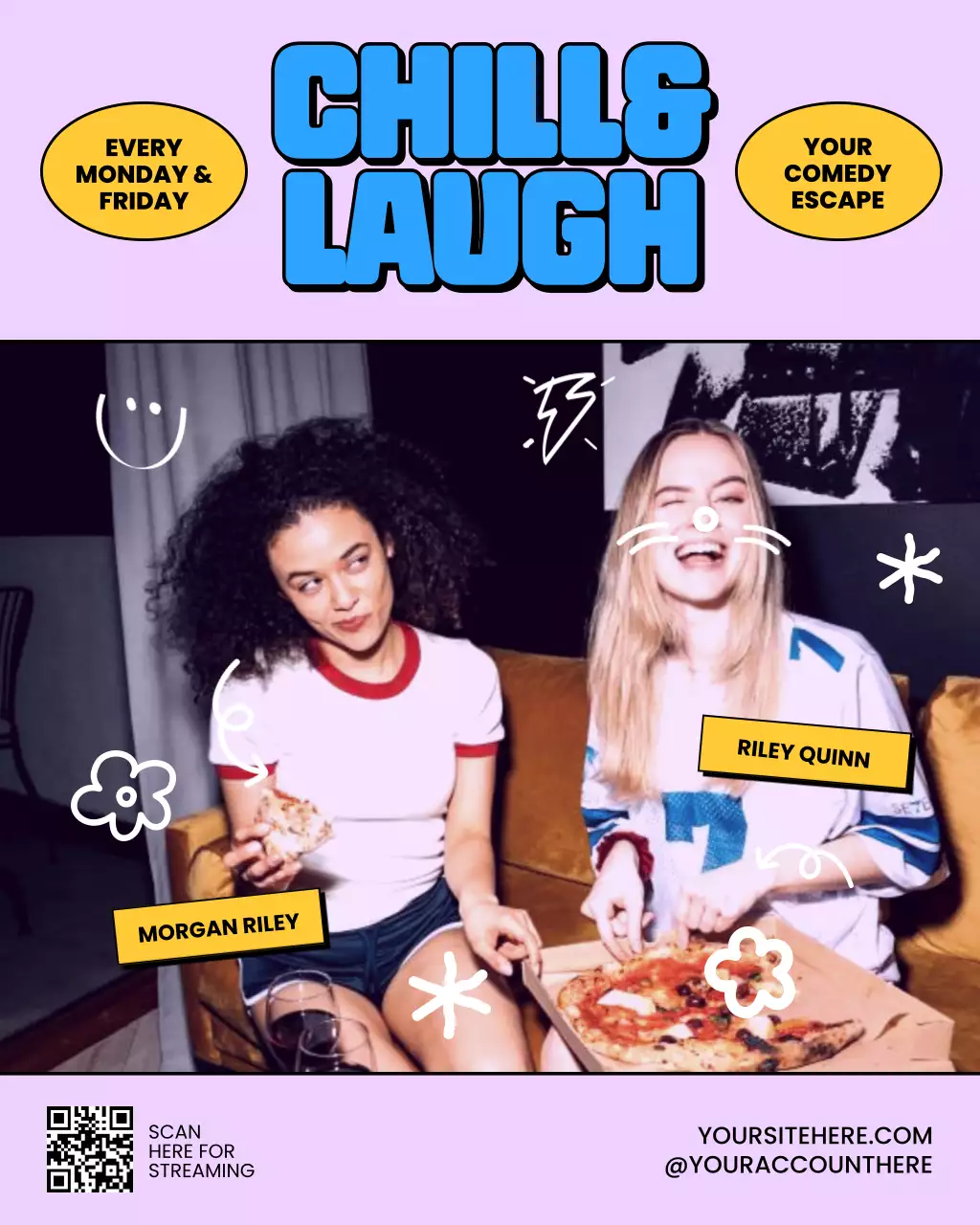 Pink and Blue Comedy and Entertainment Podcast Instagram Post