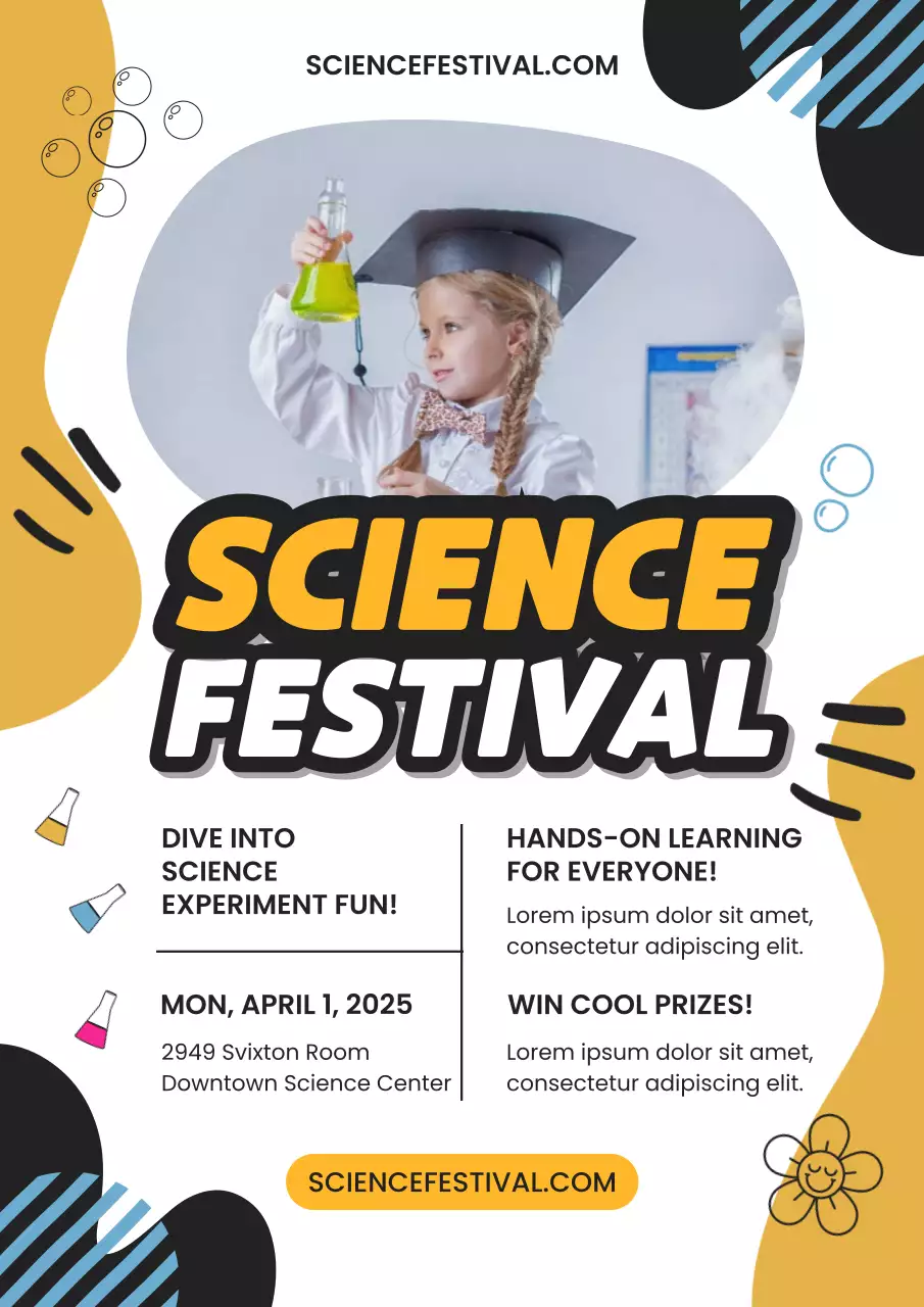 Yellow and Green Science Festival for Kids Poster