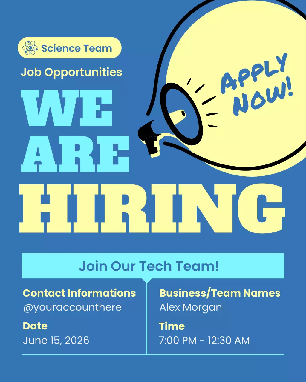 Blue Modern Hiring Announcement Instagram Post