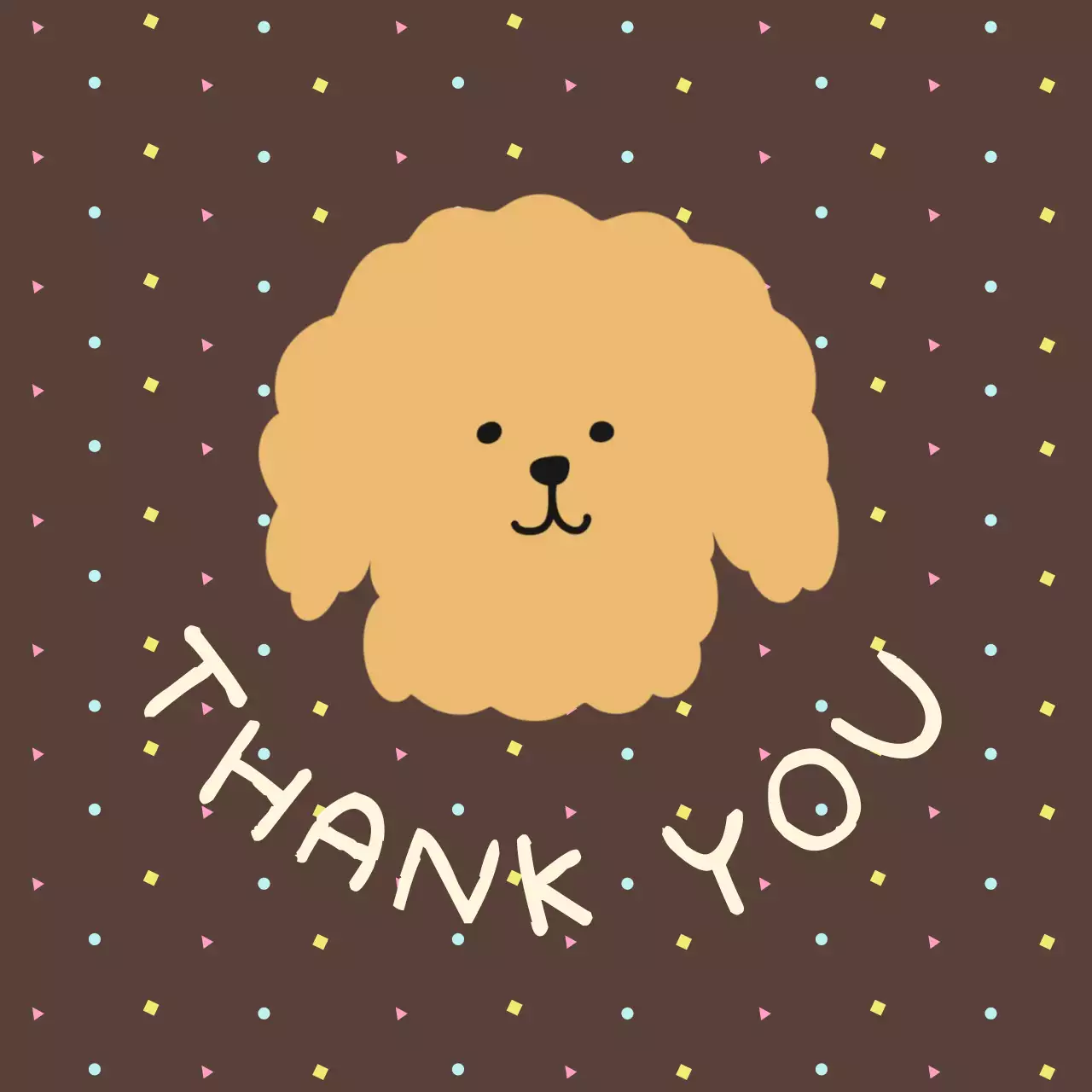 갈색 아기자기한 감사 엽서