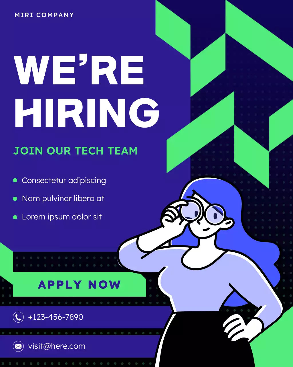 Purple and Green Vibrant Recruitment Advertisement Instagram Post
