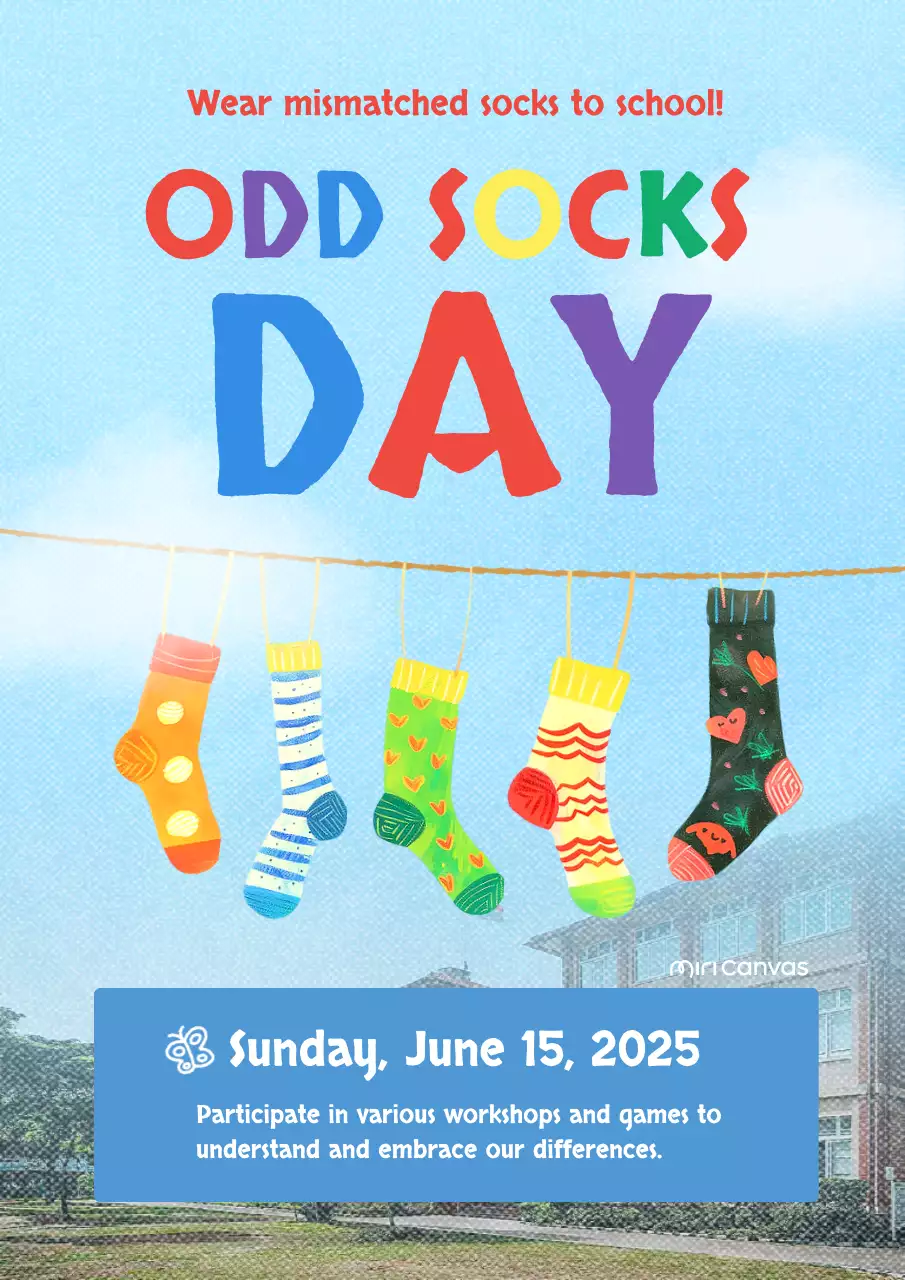 Rainbow Playful Creative Odd Socks Day Event Web Poster