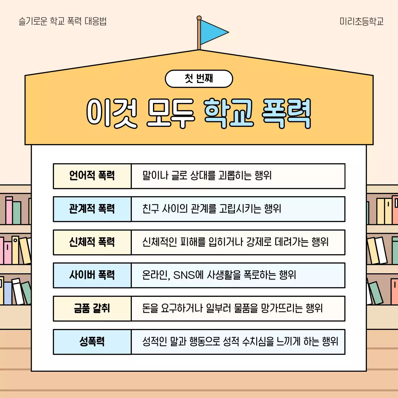 베이지 아기자기한 학교폭력 예방 교육 자료