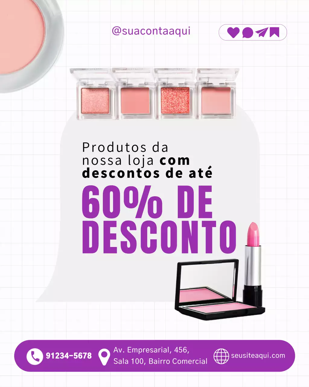 Postagem no Instagram da promoção de maquiagem moderna da Purle