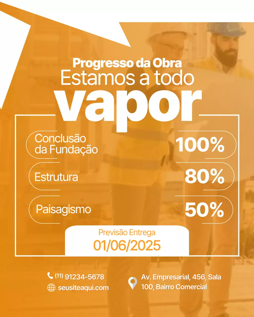 Anúncio do Serviço de Construção Moderna Orange no Instagram