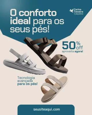 Postagem promocional de calçados modernos bege no Instagram