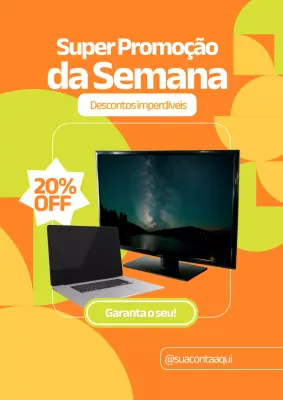Cartaz promocional de eletrônicos da moda laranja