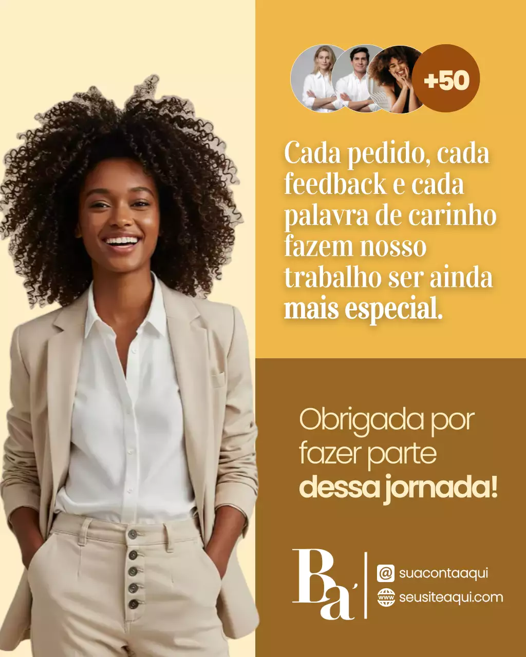 Postagem de anúncio de gratidão moderna bege no Instagram