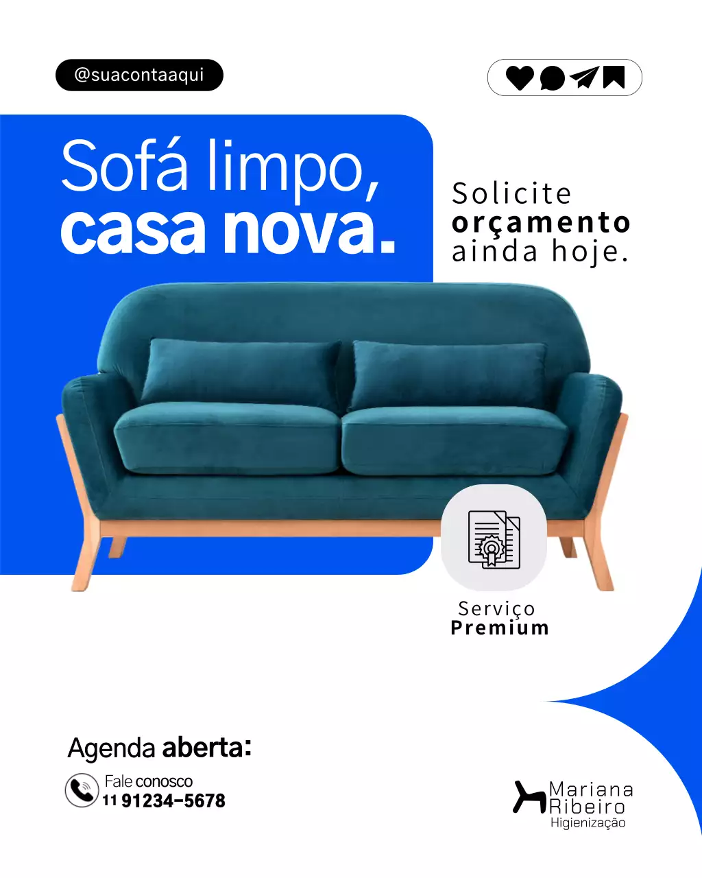 propaganda de limpeza moderna azul
