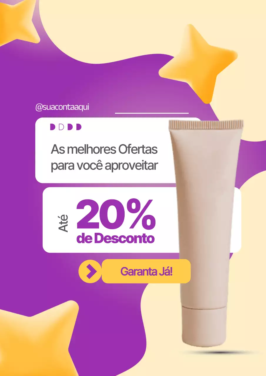 Cartaz promocional de cosméticos modernos roxos