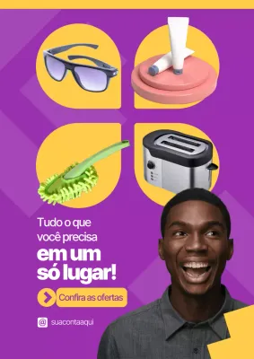 Cartaz promocional roxo moderno para casa