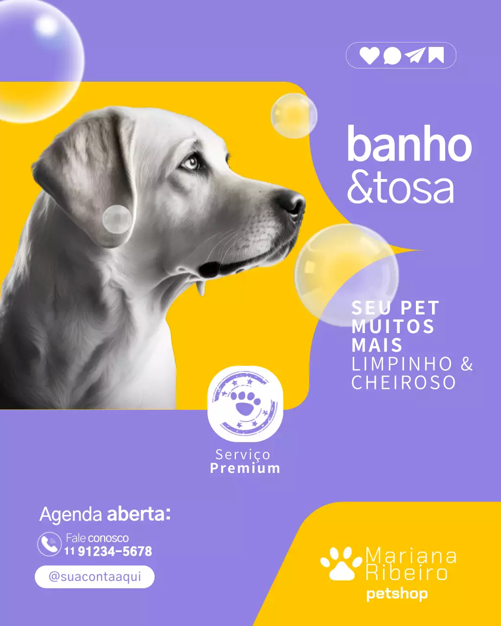 Publicação de anúncio de animal de estimação moderno roxo no Instagram