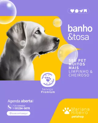 Publicação de anúncio de animal de estimação moderno roxo no Instagram