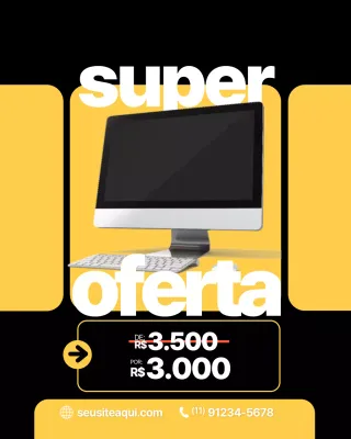 Postagem de promoção de computador moderno amarelo no Instagram
