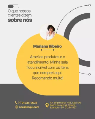 Publicação de depoimento de cliente da Yellow Modern no Instagram