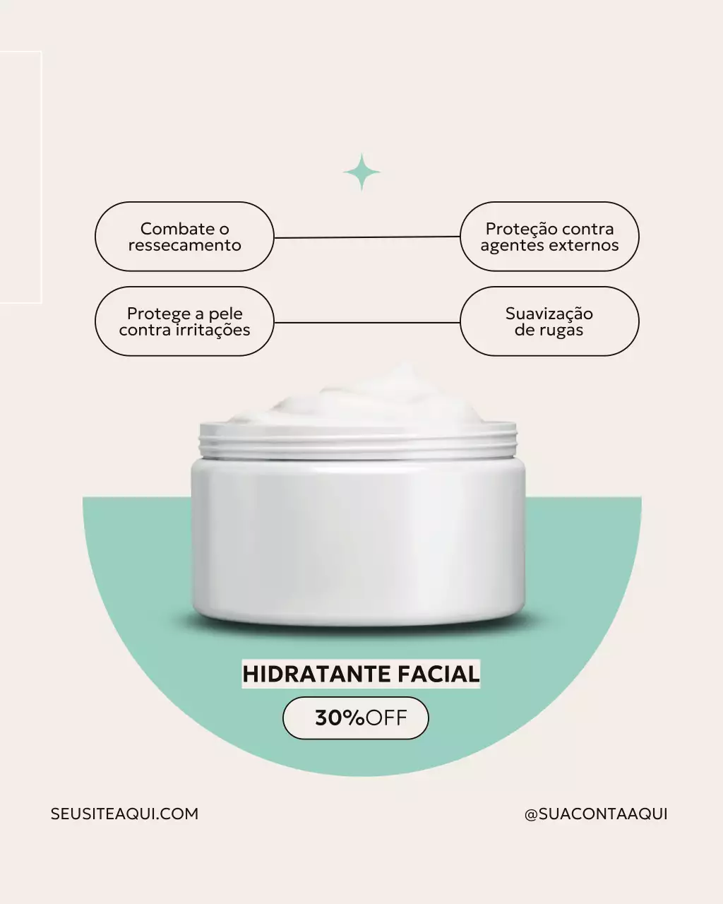 Publicação de anúncio de cuidados com a pele elegante bege no Instagram