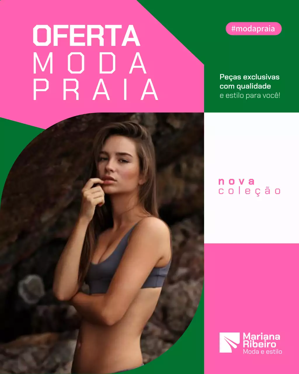 Postagem no Instagram para promoção de evento de moda rosa da moda