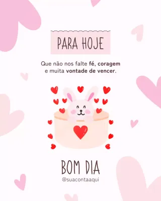 Cartão de felicitações motivacional rosa fofo para postagem no Instagram