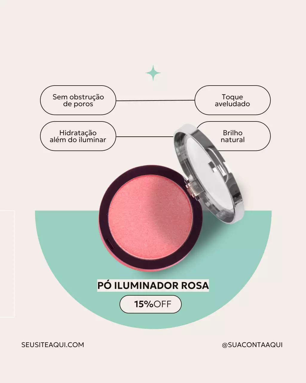 Publicação de anúncio de cuidados com a pele elegante bege no Instagram