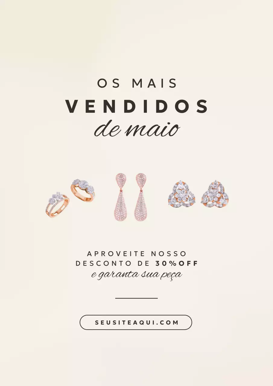 Cartaz promocional de joias elegantes bege