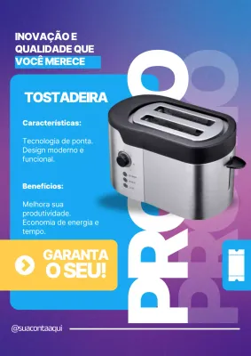 Cartaz promocional da torradeira moderna azul