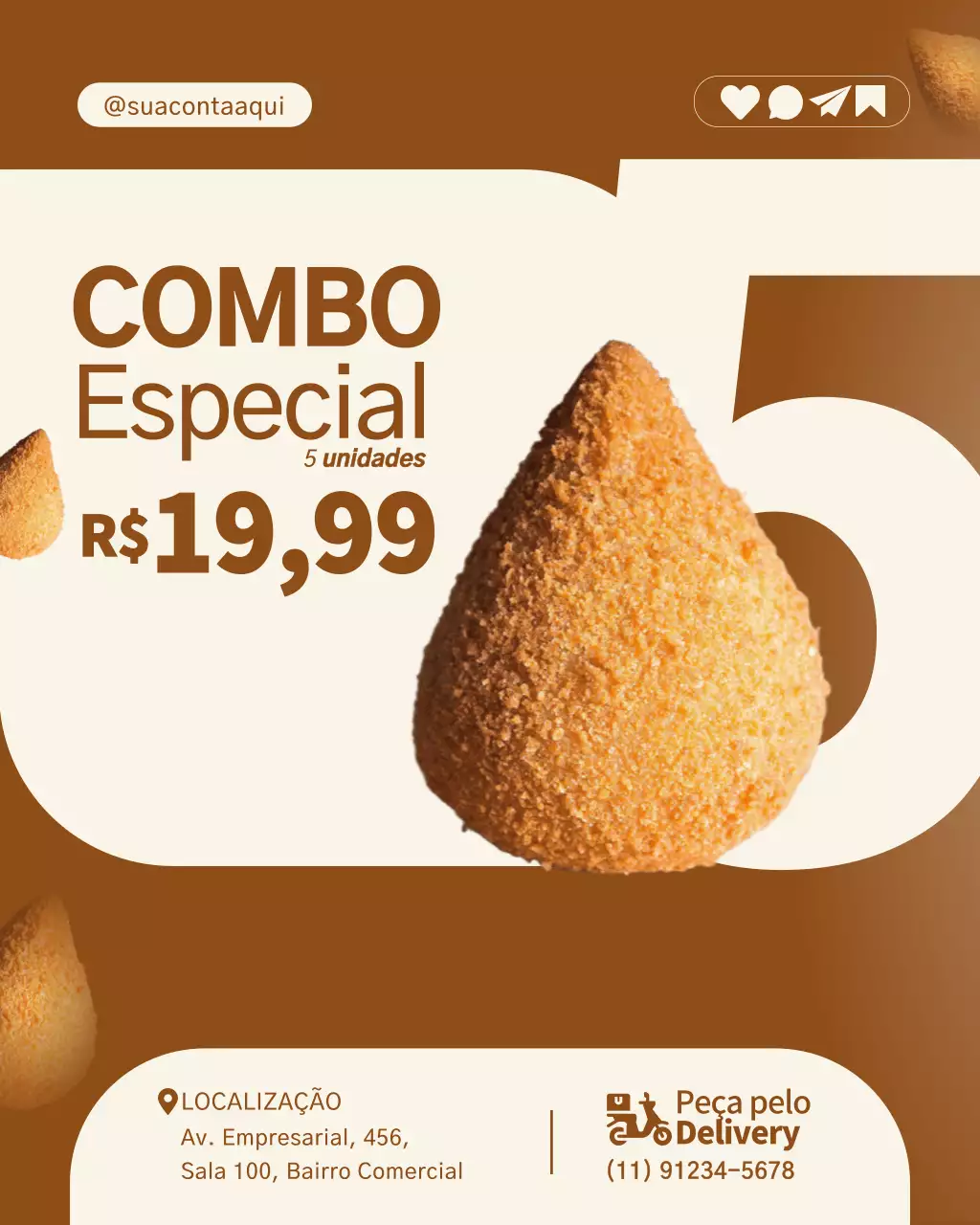 Postagem de promoção de comida moderna marrom no Instagram