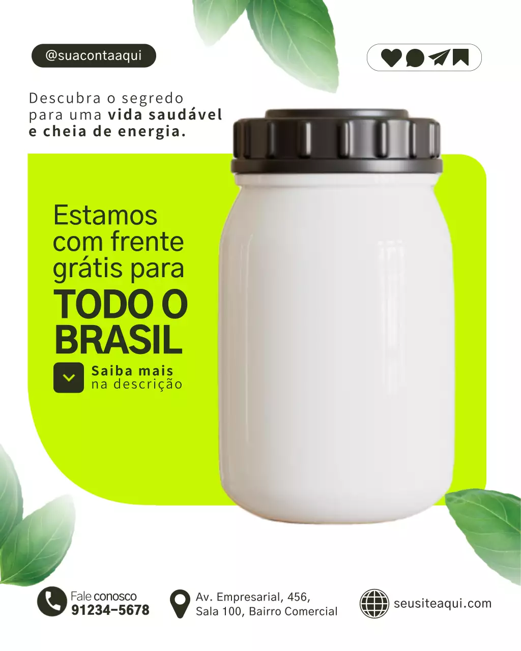 Postagem no Instagram sobre promoção da saúde moderna e verde