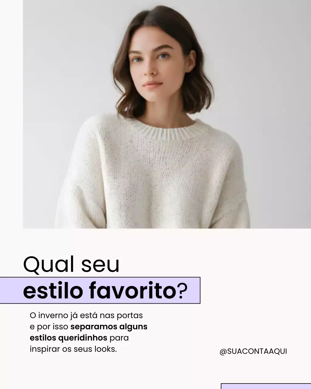 Postagem promocional de moda minimalista branca no Instagram