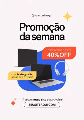 Cartaz promocional de eletrônicos modernos brancos