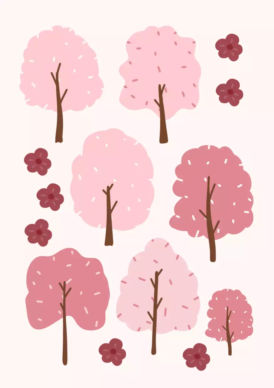 핑크 아기자기한 벚꽃 스티커