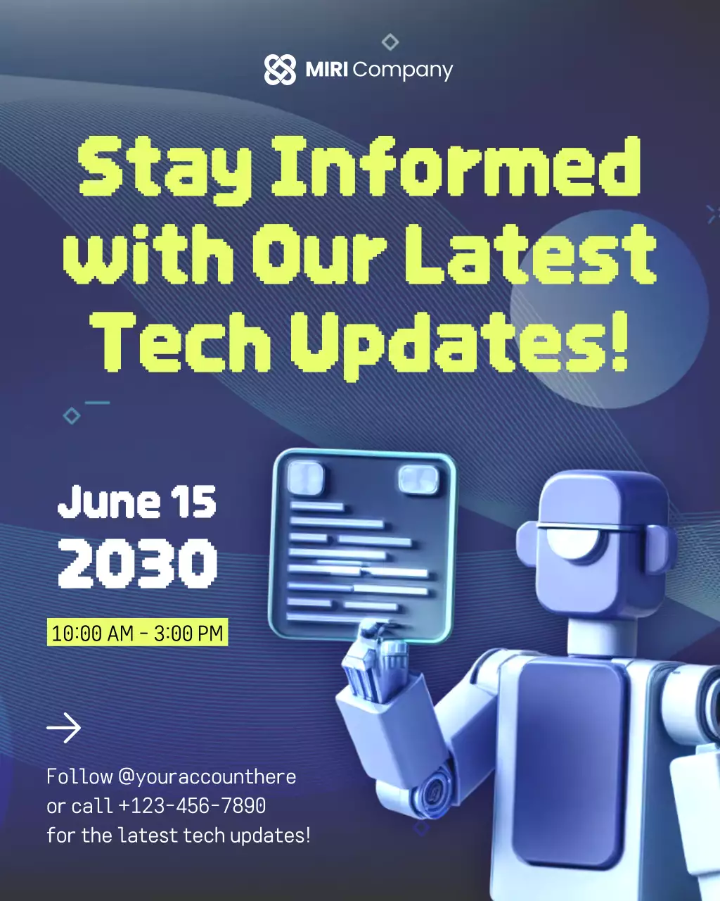 Blue Futuristic 3D Tech Updates and News Event Announcement Instagram Post