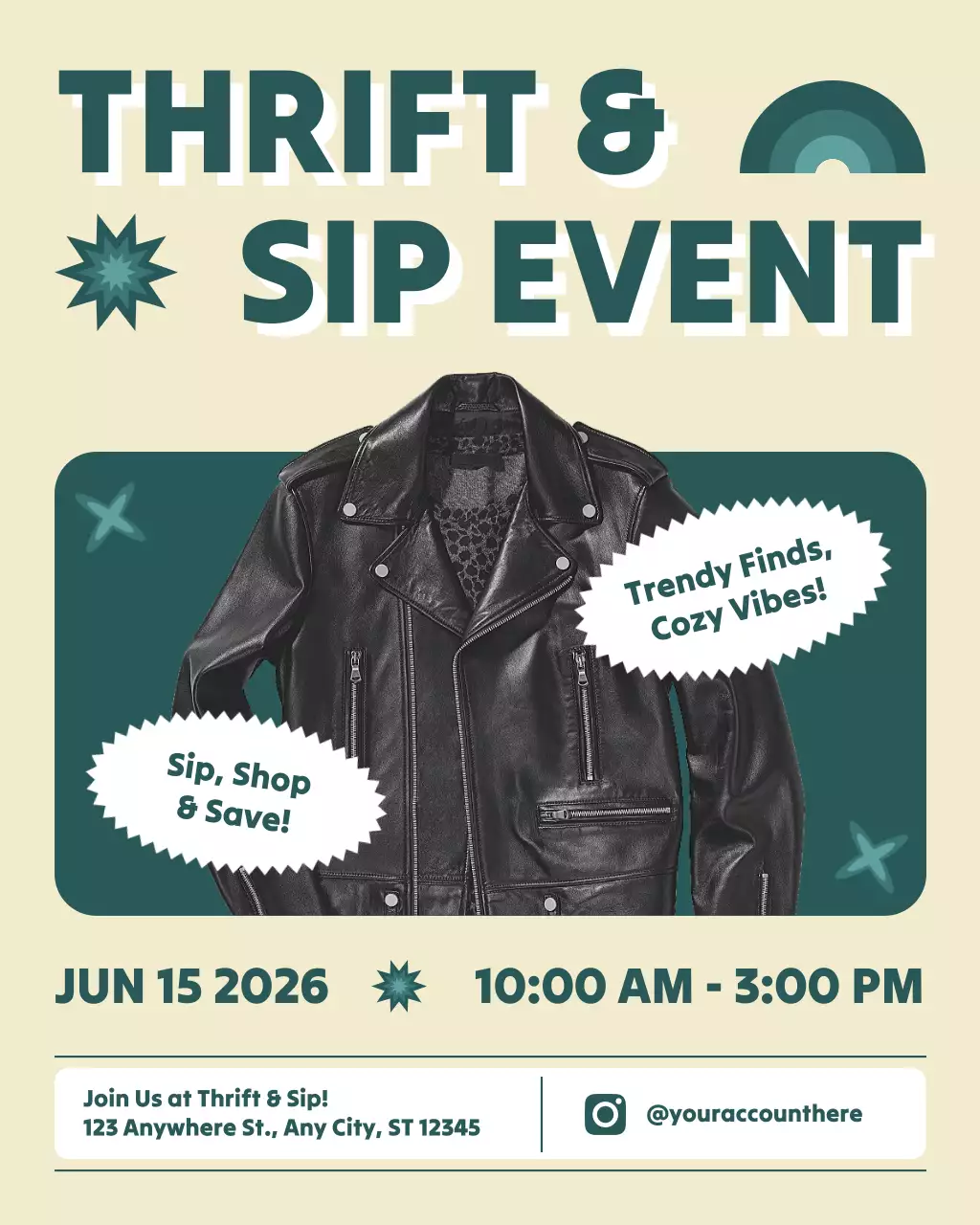 Beige and Teal Retro Retail Trade Thrift Event Instagram Post