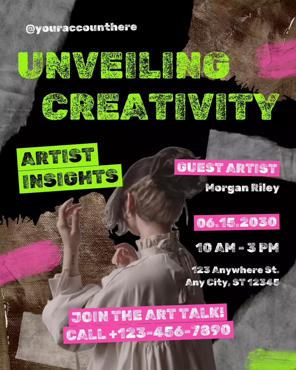 Green and Pink Anti-Design Artist Exhibition Instagram Post