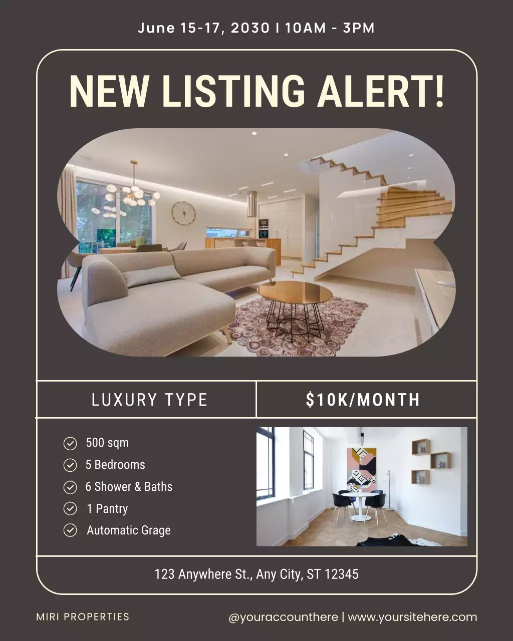 Black Modern Real Estate Listing Advertisement Instagram Post
