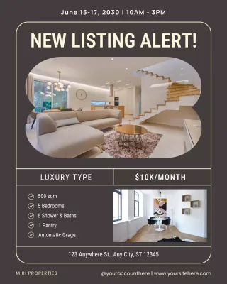 Black Modern Real Estate Listing Advertisement Instagram Post
